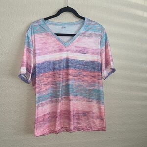 Multicolor Striped V-Neck Women's Top